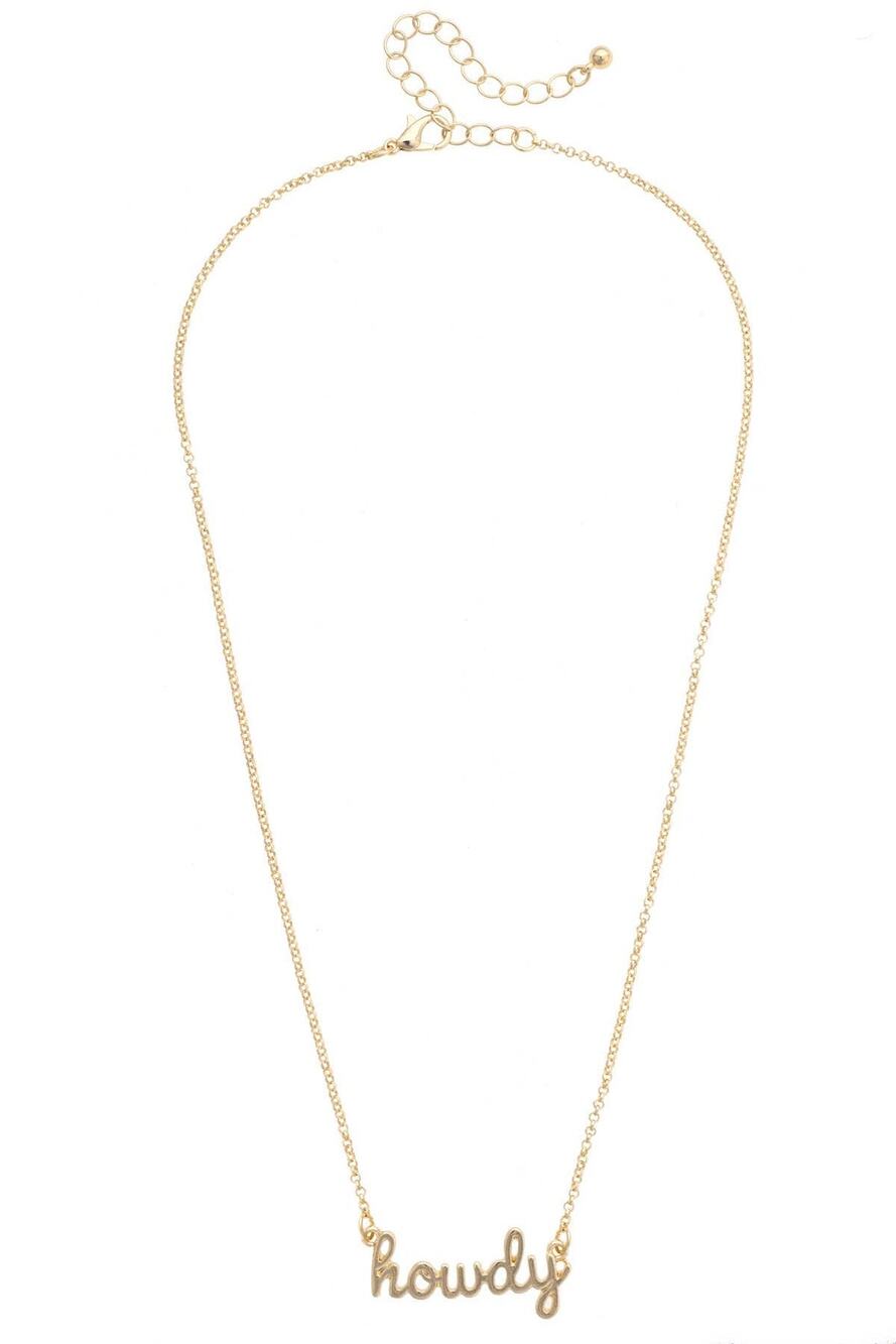 Howdy Cursive Necklace Gold